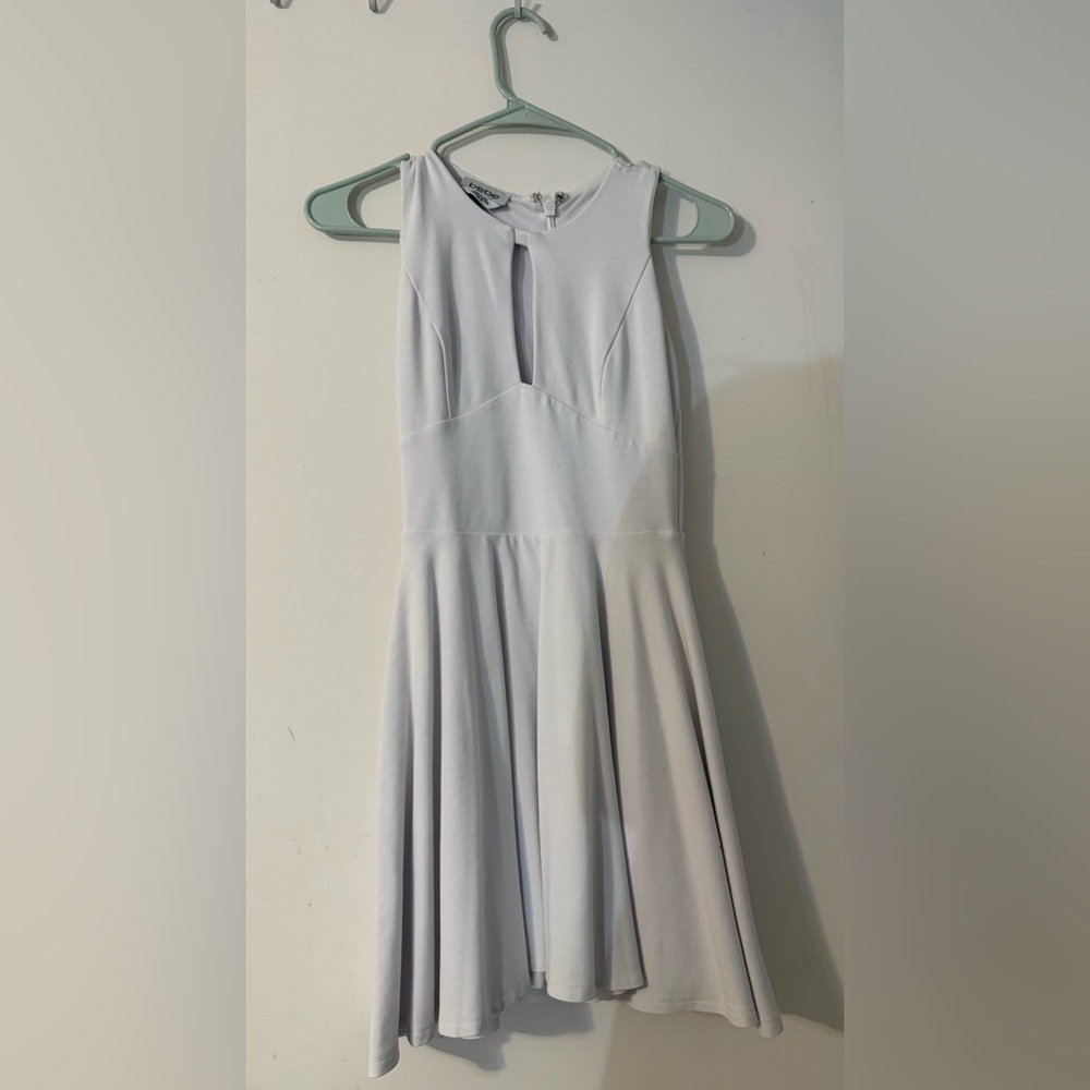 Bebe White Fit and Flare Halter Dress